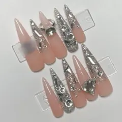 ロングネイルチップ 埋めつくし ギャル 清楚 キラキラ ちゅるんベイビーブーマー