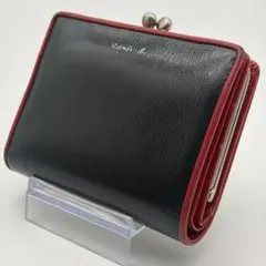 アニエスベー 二つ折り財布 がま口 ネイビー レッド 本革 バイカラーのサムネイル