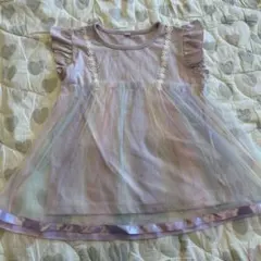 美品　フリル袖チュニック 110 120 紫　ピンク