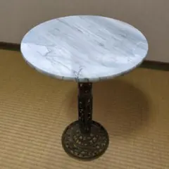 レトロ　アンティーク　大理石円形テーブル　サイドテーブル　花台　飾り