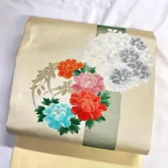 名古屋帯 正絹 縮緬 牡丹 花模様 着物 081tz - メルカリ