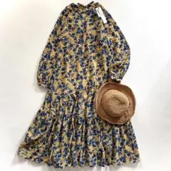 新品・美品♪チャオパニック◆ベロアフラワーティアードワンピース　フロッキー