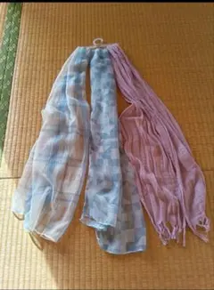 水色と紫色のストール・クリップ４点セット