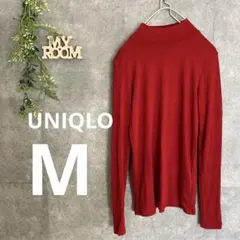 【新品】UNIQLO ユニクロ リブハイネックT 長袖 レディース 赤 M