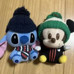 スティッチ　ミッキー　ニット帽マスコット
