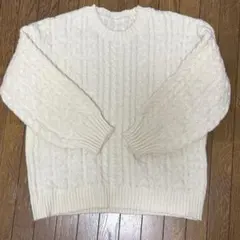 アイボリー ケーブルニット セーター 長袖