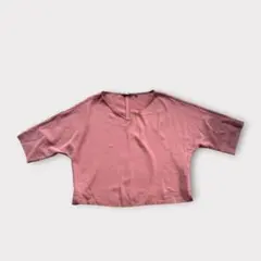 ユニクロ UNIQLO ドレープ ブラウス 7分袖 くすみピンク M