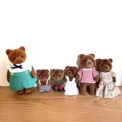 ⑤ シルバニアファミリー　ブラウンクマファミリー　廃盤　6体セット