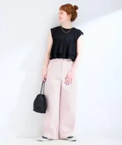 B.C STOCK／DU JOUR バレルレッグデニムパンツ 38 ピンクのサムネイル