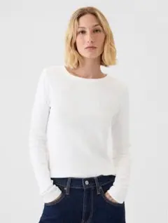 GAP ホワイト 長袖 リブTシャツ XS