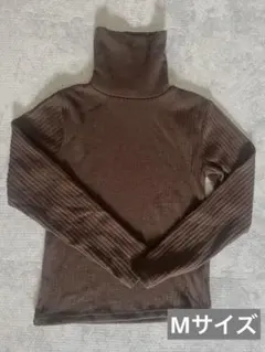 新品　ブラウン リブ編み長袖トップス