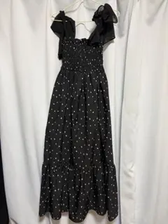 NICE CLAUPドットハート柄ロングキャミワンピース