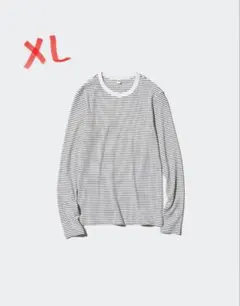 【美品】UNIQLO ユニクロ ソフトリブボーダークルーネックT XL
