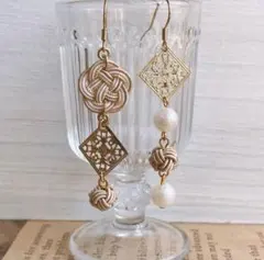 ☆再々販☆ 水引＊彩紋 【薄雲】　梅結び/ピアス/イヤリング