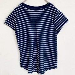 ソノマ 【M】ボーダー 半袖Ｔシャツ クルーネック 紺 白 綿 混 カジュアル
