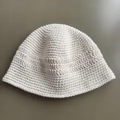 クラッシャーハット　バケットハット　クロシェハット　コットン　オフホワイト