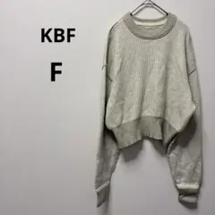 KBF ケービーエフ 長袖ワッフルニット クロップド丈 ベージュ系 ワンサイズ