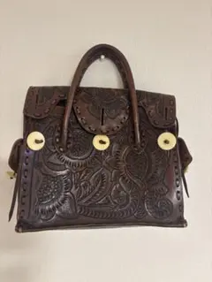 GRACE CONTINENTAL カービングバッグ ダークブラウンハンドバッグのサムネイル