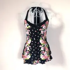 花柄　リボン　ワンピース　Y2K フェアリーグランジ　平成ギャル　姫　ロリータ