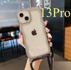 うねうね 紐 ブラック iPhone 13Pro大人気 韓国 ケータイカバー