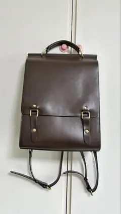 サッチェルバッグ リュック ブラウン A4サイズ対応 ゴールド金具