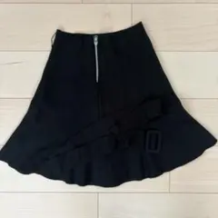 ブラック ニットフレアスカート ベルト付きのサムネイル