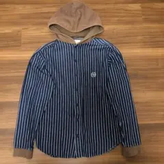 フード付きシャツ ストライプ Lサイズ