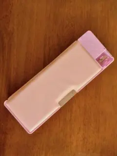 【新品未使用】筆箱　箱型　ピンクパープル　女の子　スクール　シンプル　多機能のサムネイル