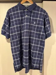 90s USA製 ポロ ラルフローレン チェック ポロシャツ L ボーダー柄
