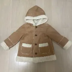 KUMIKYOKU ベージュ ムートン調　フード付きコート　S