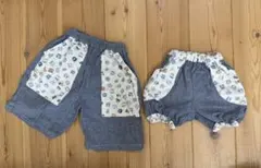 電車柄　兄妹お揃い ズボン90㎝　120㎝