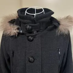 y2k 00s コート　ラクーンファー　Wジップ　グレー　グランジ　平成ギャル