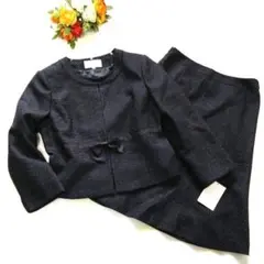 新品タグ付☆サビエム☆フォーマルスーツ☆ツイード☆ノーカラー☆丸襟☆２ＷＡＹ☆