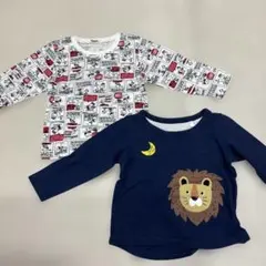 美品ベビー長袖シャツ　ロンT カットソー　90 男の子　秋春トップス　2枚セット