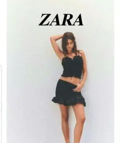 【新品】ZARA トップス クロップド丈 ブラック size... L