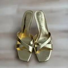 ZARA ゴールド ミュール サンダル 37のサムネイル