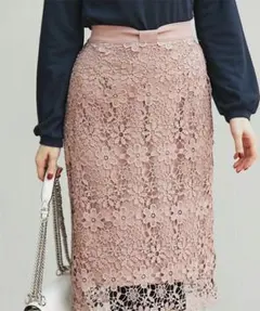 新品未開封＊トッコクローゼット　総フラワーレースタイトスカート　リボン　オフィス