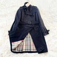 美品　バーバリー　トレンチコート　黒　ノバチェック　ベルト　Lサイズ