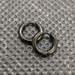 Hoop earrings Blackフープピアス 両耳ペア 12mmブラック