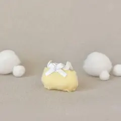 ミニチュアドール服　ロンパース　リボン　パステルイエロー