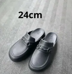 GU ローファークロッグサンダル by rokh 24.0 ブラック　ジーユー