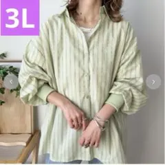 しまむらmayoストライプシャツグリーン3Lサイズ