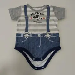 ミッキーマウス ストライプロンパース 70-80