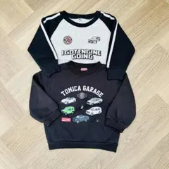 TOMICAトミカガレージ＆未着用ラグラン★裏起毛90cm車トレーナー2着セット
