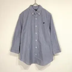 ジムフレックス【14】ボタンダウンシャツ 7分袖 ワンポイント刺繍 コットン