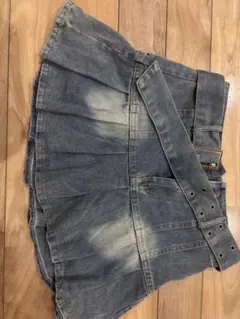 デニムフレアミニスカート ウエストベルト付き