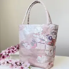 着物 帯 ハンドメイド リメイク 鳥 金銀糸 正絹 斜めがけショルダー