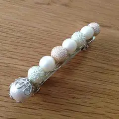 コットンパールのバレッタ