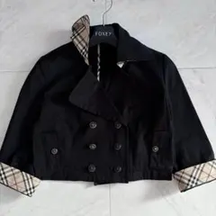 バーバリーブルーレーベル ノバチェック袖 クロップドトレンチ 38 黒