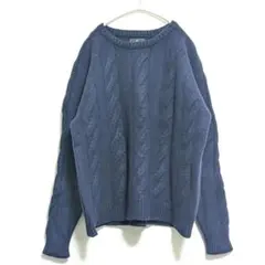 ROSSOアーバンリサーチ★ネイビー ケーブル編み 長袖セーター M wool